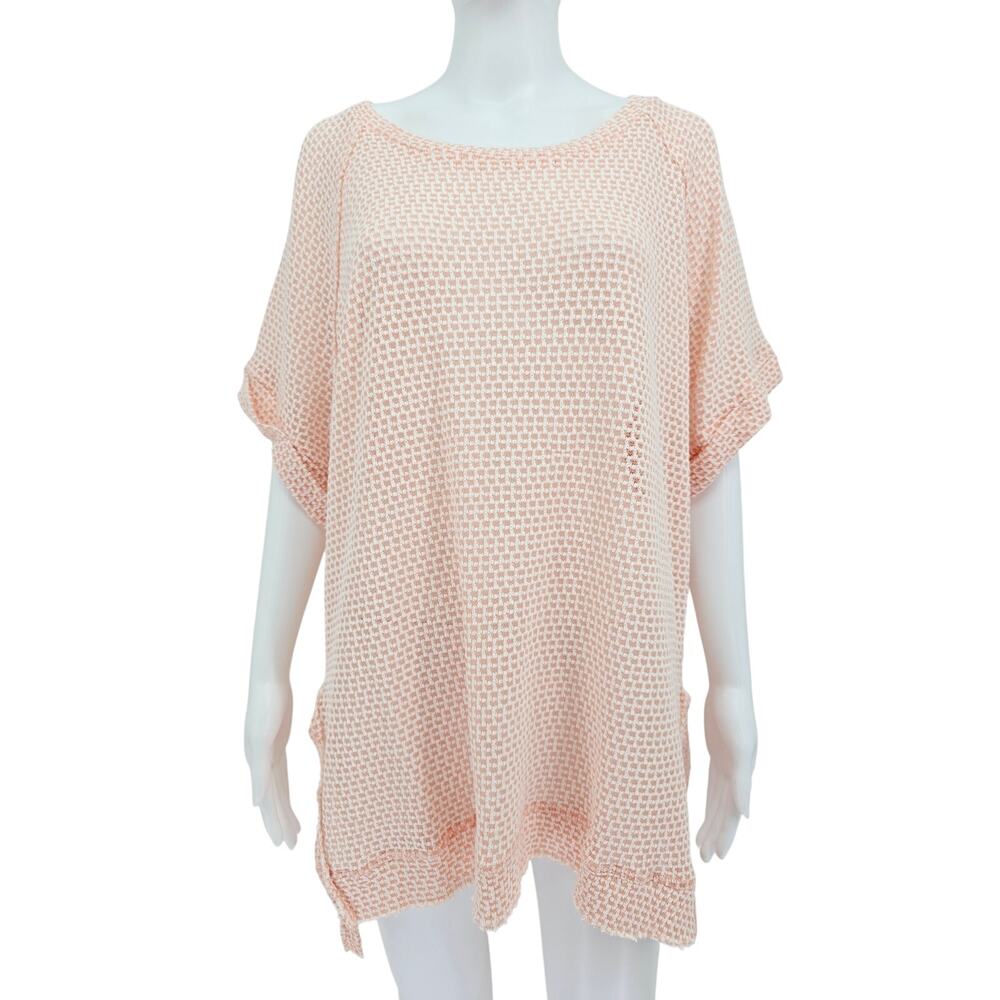 Umgee Open Knit Waffle Top Pink XL New
